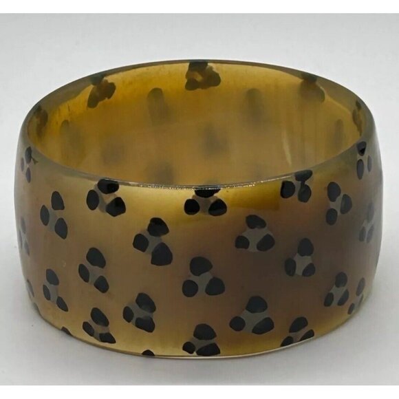 Cheetah Print Bangle Bracelet Chunky Statement Plastic Boho Chic Jewelry - Picture 3 of 7